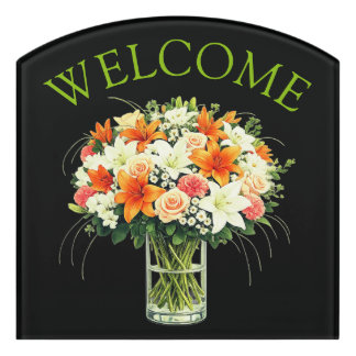 floral welcome sign