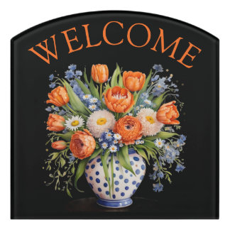 floral welcome sign