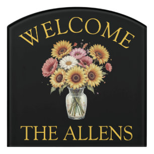 floral welcome sign personalized