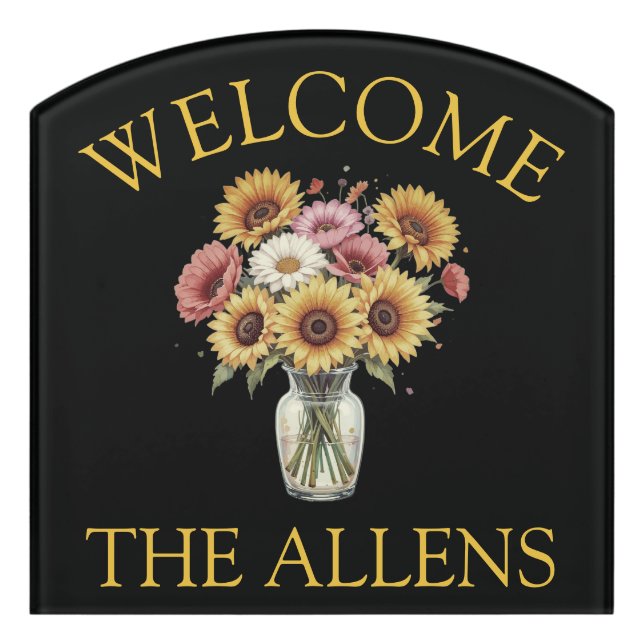 floral welcome sign personalized (Contour Front)