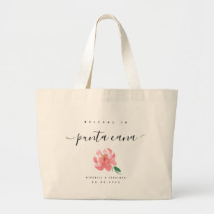 Floral Welcome To Punta Cana Custom Destination Large Tote Bag