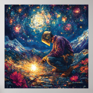 Floral  Welder-Abstract Welding Art  Vibrant  Poster