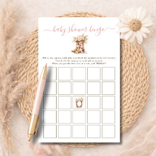 Floral Western Boots Baby Shower Bingo Game