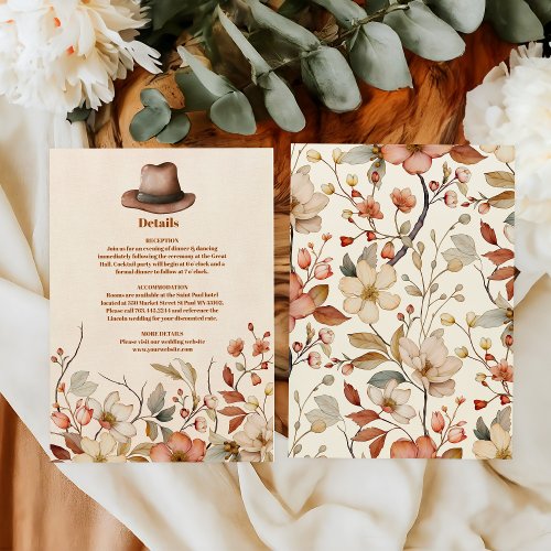 Floral Western Cowboys Wedding Enclosure Card