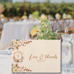 Floral Western Crest Monogram Wedding Guest Book