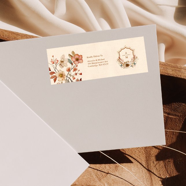 Floral Western Crest Monogram Wedding  Label (Creator Uploaded)