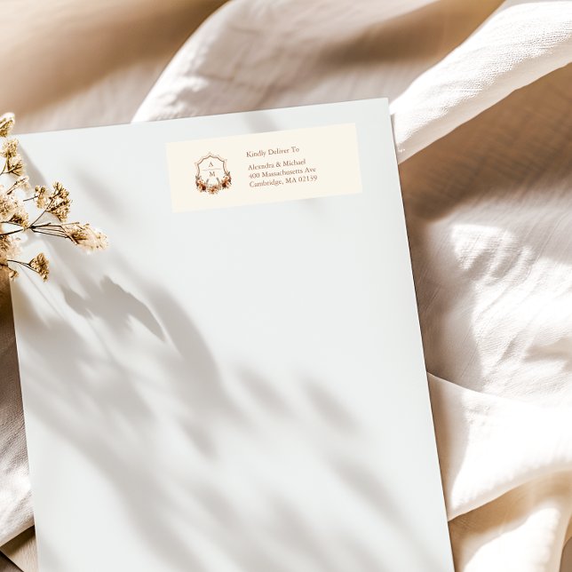 Floral Western Crest Monogram Wedding  Label (Creator Uploaded)