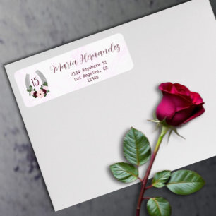Floral Western Horseshoe Quinceanera Address Label