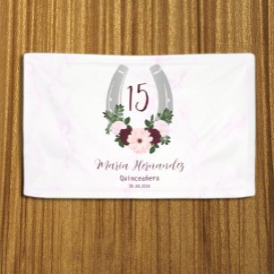Floral Western Horseshoe Quinceanera Banner