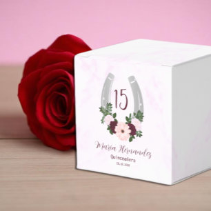 Floral Western Horseshoe Quinceanera Favor Boxes