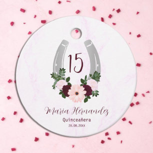 Floral Western Horseshoe Quinceanera Favor Tags