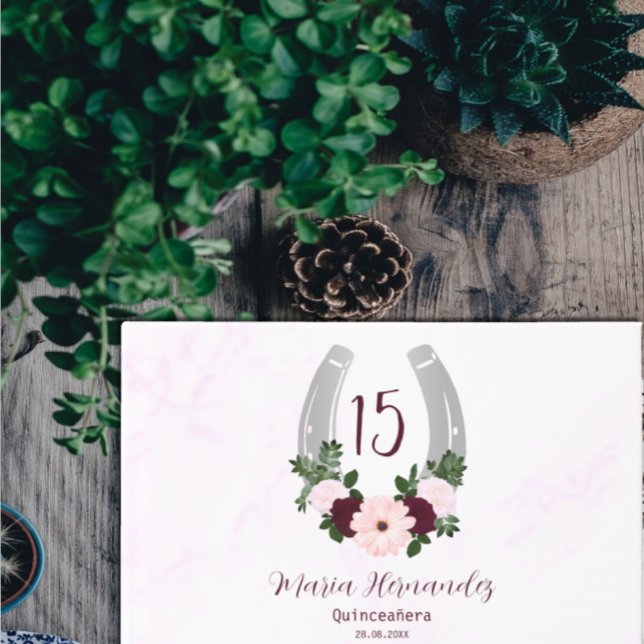 Floral Western Horseshoe Quinceanera Guest Book (Creator Uploaded)