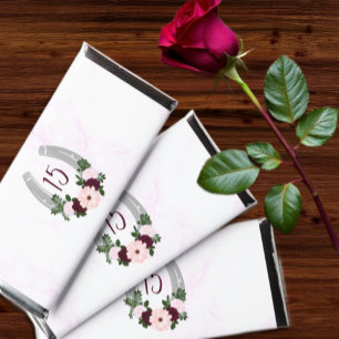 Floral Western Horseshoe Quinceanera Hershey Bar Favors