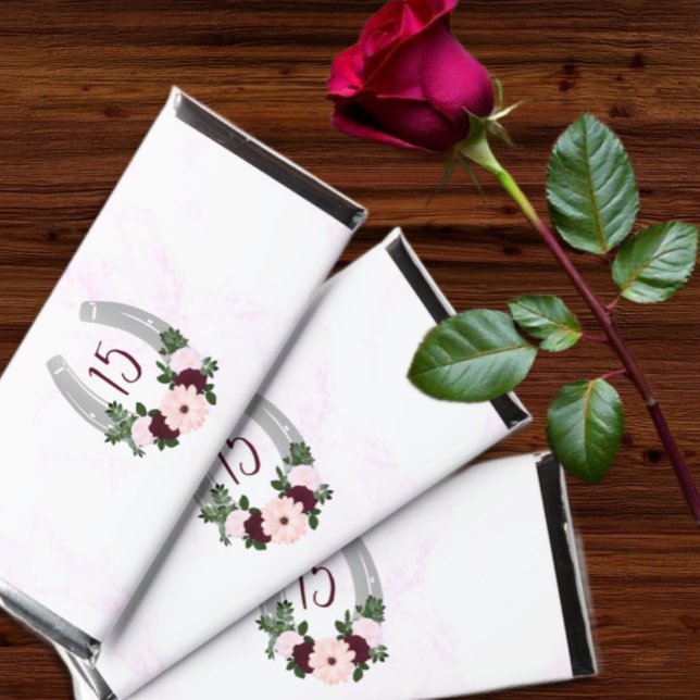Floral Western Horseshoe Quinceanera Hershey Bar Favors (Creator Uploaded)