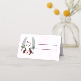Floral Western Horseshoe Quinceanera Place Card