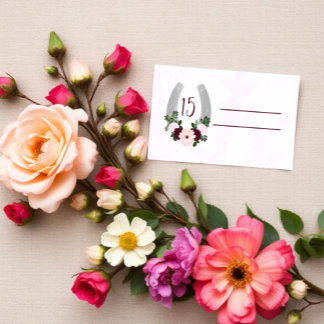 Floral Western Horseshoe Quinceanera Place Card