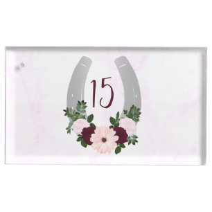 Floral Western Horseshoe Quinceanera Place Card Holder