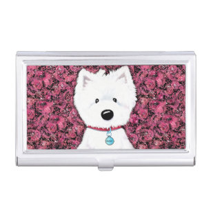 Floral Westie Impressions Business Card Case