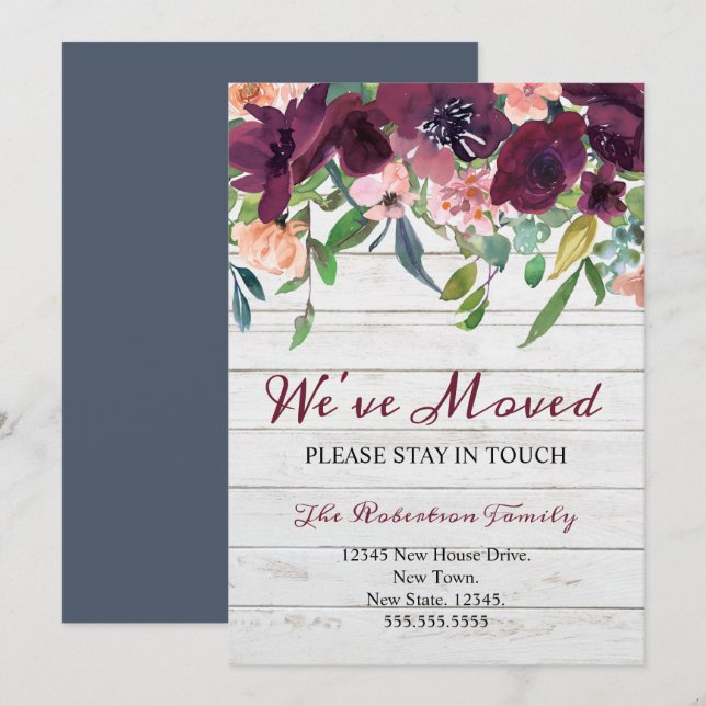 Floral We've Moved | New Address  Announcement (Front/Back)