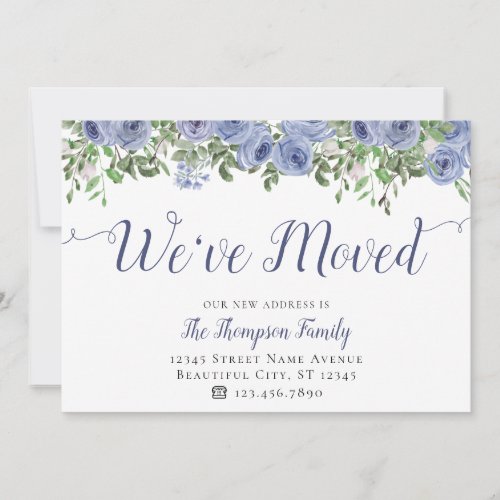 Floral Weve Moved New Address Dusty Blue Moving Announcement
