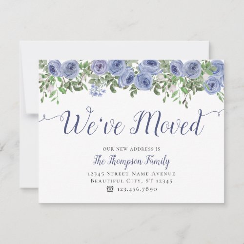 Floral Weve Moved New Home Dusty Blue Moving Announcement
