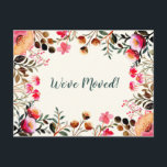 Floral We've Moved New Home Moving Announcement Postcard<br><div class="desc">Modern We've Moved New Home Moving Announcement Postcard with a Stylish Pink and Green Floral Border</div>