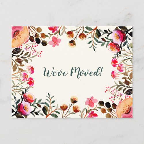 Floral Weve Moved New Home Moving Announcement Postcard