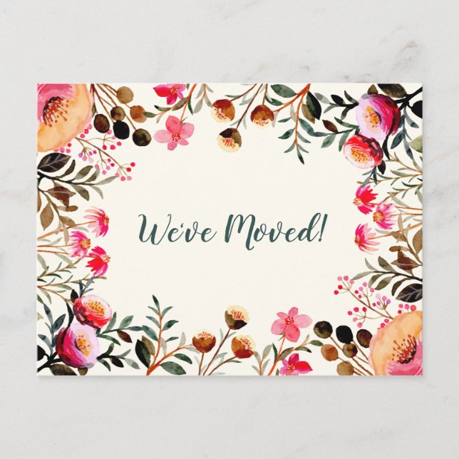 Floral We've Moved New Home Moving Announcement Postcard (Front)