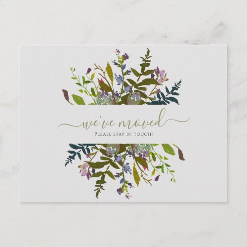 Floral Weve Moved New Home Script Announcement  Postcard