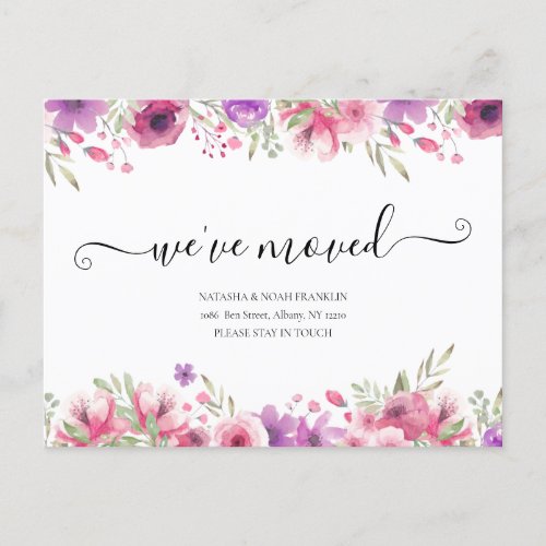 Floral Weve Moved Script New Home Announcement 