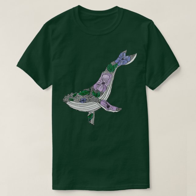 Floral Whale 4 T-Shirt (Design Front)
