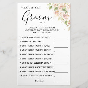 Floral What groom say Bridal shower game card  Flyer