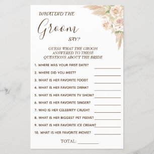 Floral What groom say Bridal shower game card Flyer