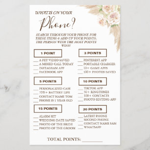 Floral What is on your phone Shower game card Flyer