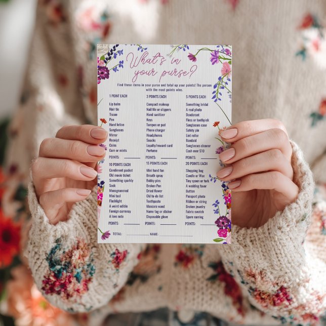 Floral What’s in Your Purse Bridal Shower Game (Floral What’s in Your Purse Bridal Shower Game)