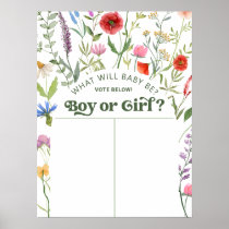 Floral What Will Baby Be Gender Prediction Sign