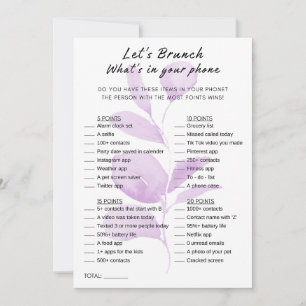Floral What's In Your Phone Brunch Party Game Invitation