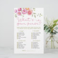 Floral Whats in Your Purse Baby Shower Game | Zazzle