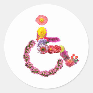 Floral Wheelchair Round Sticker