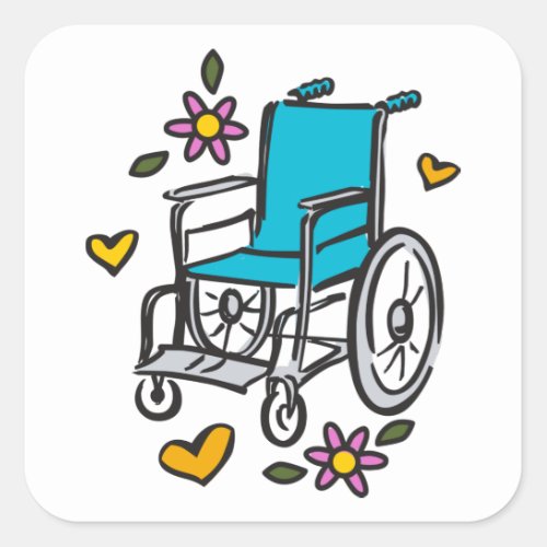 Floral Wheelchair Square Sticker