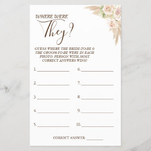 Floral Where were They Bridal shower game card Flyer