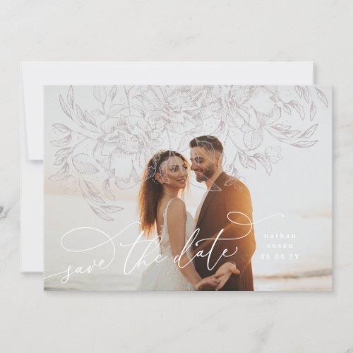 Floral Whimsical Boho Save the Date Photo Card