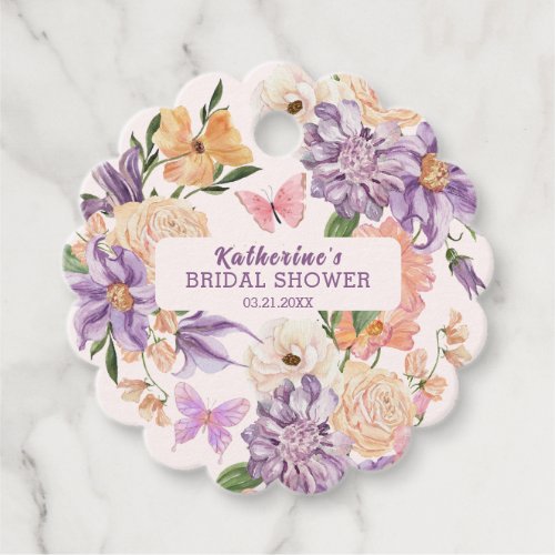 Floral Whimsical garden Butterflies Bridal shower Favor Tags