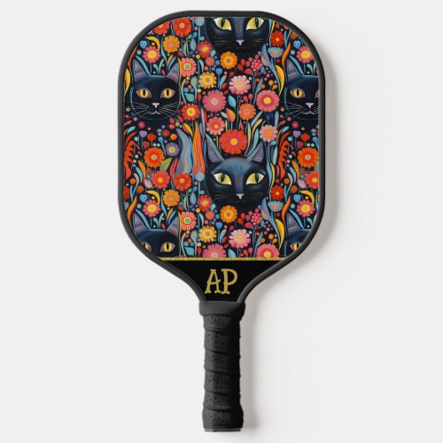 *~*  Floral Whimsical Quirky Cat AP68  PHOTO 4 Pickleball Paddle