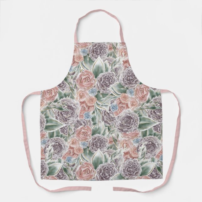 Floral Whimsy Coquette Print - Soft feminine pinks Apron (Front)