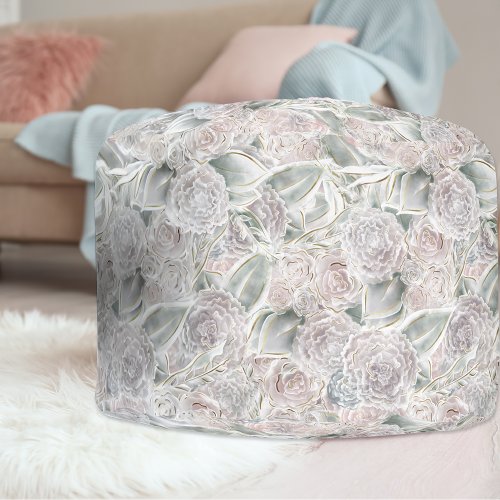 Floral Whimsy Coquette Print _ Soft feminine pinks Pouf