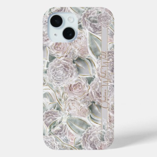 Floral Whimsy Cottagecore Print _ Soft pinks iPhone 15 Case
