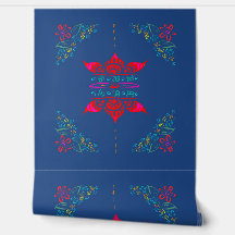 floral whimsy folk art colorful ditsy flowers blue