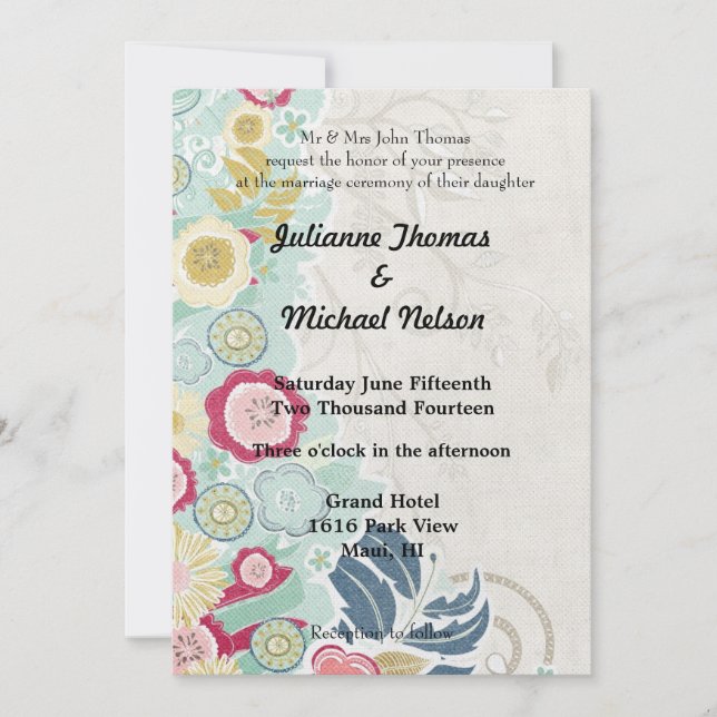 Floral Whimsy Wedding Invitation (Front)
