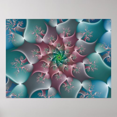 Floral Whirlpool Fractal Poster